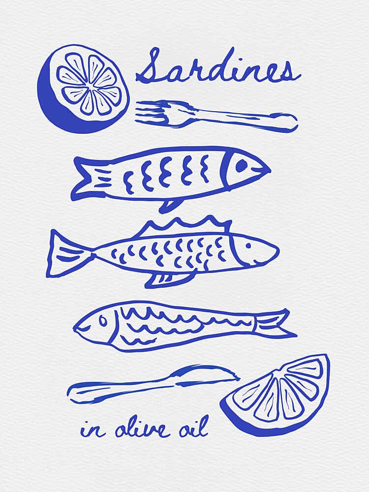 Illustrated Sardines and Lemon art print by Jolly and Dash for $57.95 CAD