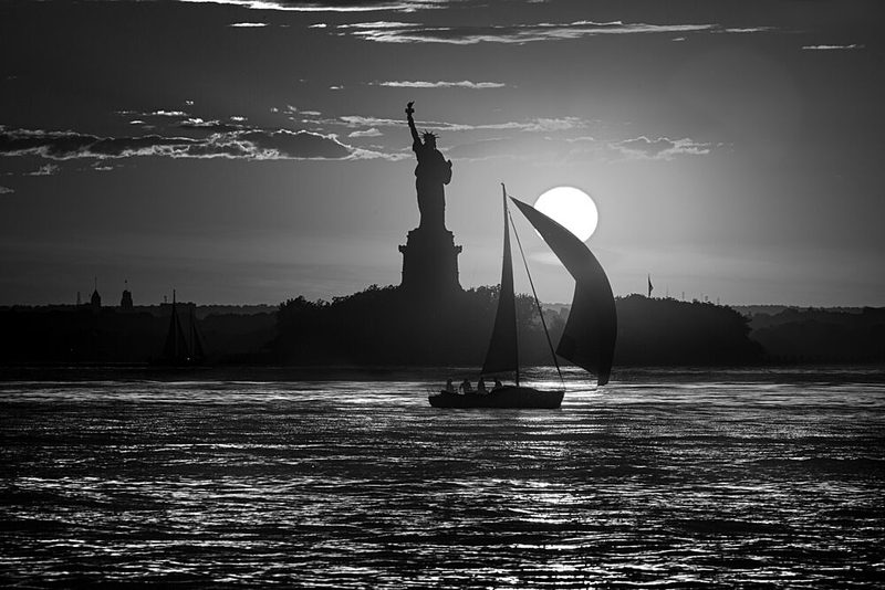 Lady Liberty Sunset Sail art print by Michael Castellano for $57.95 CAD