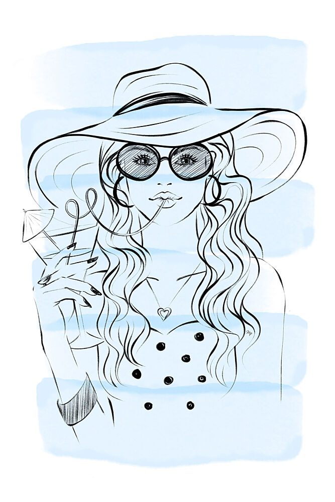 Stylish Woman Sipping art print by Martina for $57.95 CAD