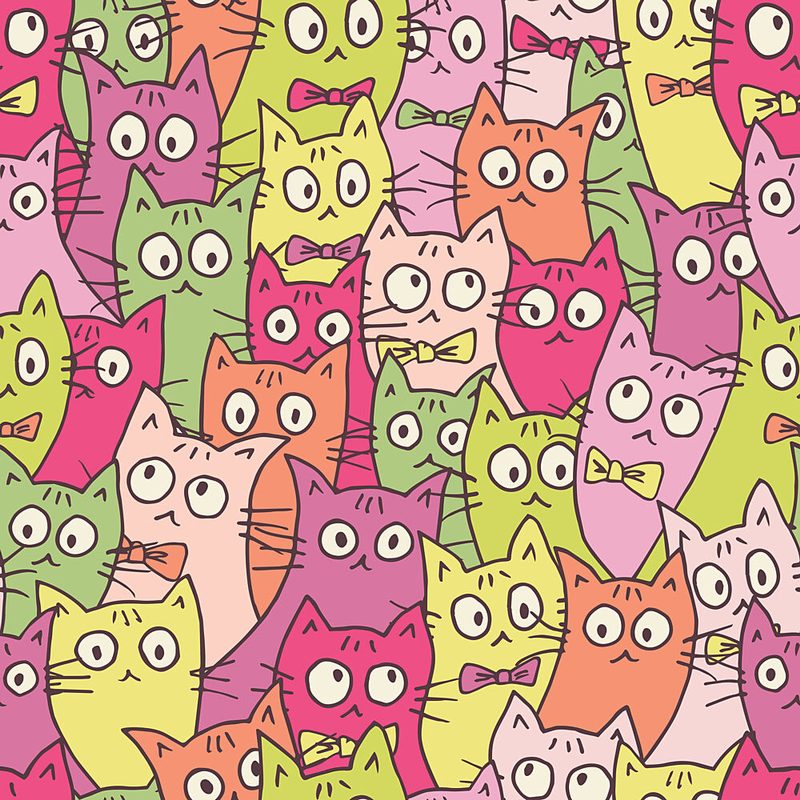 Whimsical Colorful Cats art print by Olena Kovalova for $57.95 CAD