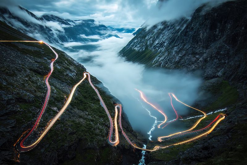 Winding Mountain Light Trails art print by Christoph Schaarschmidt for $57.95 CAD