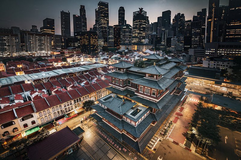Chinatown Temple Skyline art print by Jo Gen for $57.95 CAD