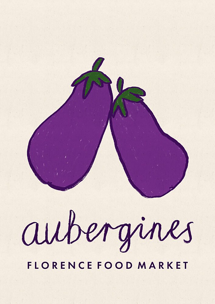Purple Aubergines Market art print by Dirkie Nell for $57.95 CAD