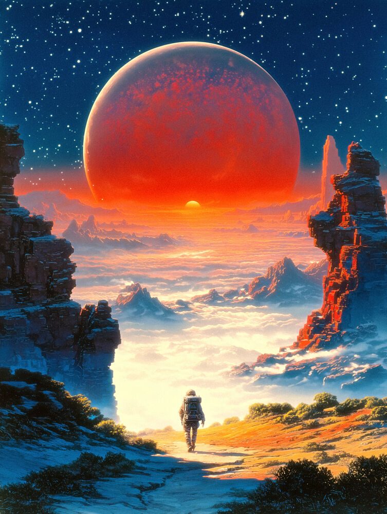 Astronauts Red Dawn art print by Taudalpoi for $57.95 CAD