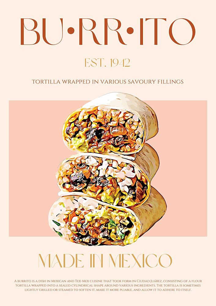 Stacked Mexican Burritos art print by Nazma Khokhar for $57.95 CAD