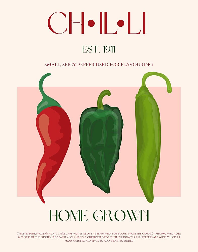 Homegrown Chili Peppers art print by Nazma Khokhar for $57.95 CAD