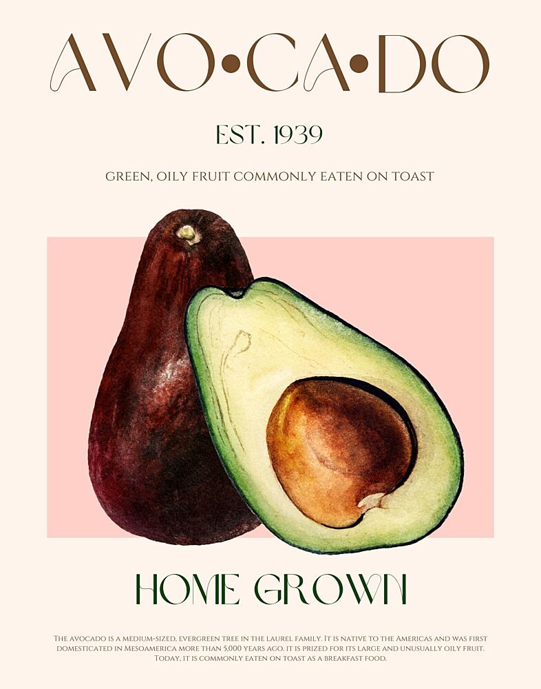 Avocado Home Grown art print by Nazma Khokhar for $57.95 CAD