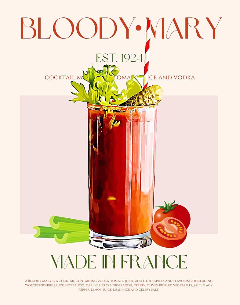 Classic Bloody Mary Cocktail art print by Nazma Khokhar for $57.95 CAD