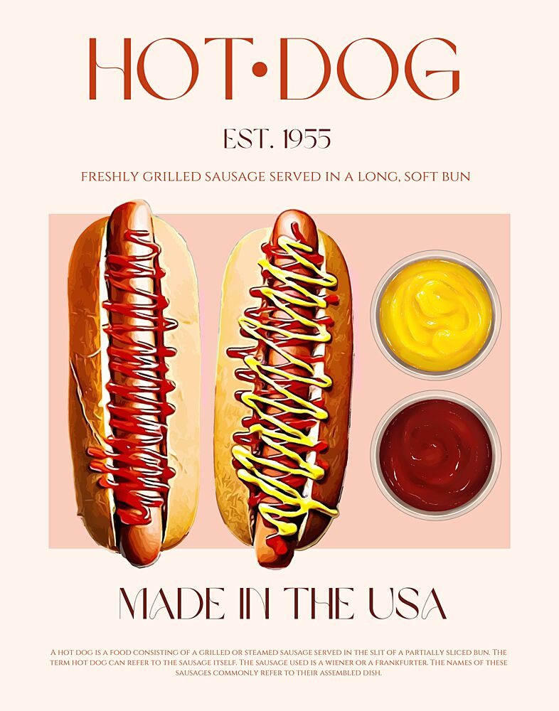American Hot Dog Classic art print by Nazma Khokhar for $57.95 CAD