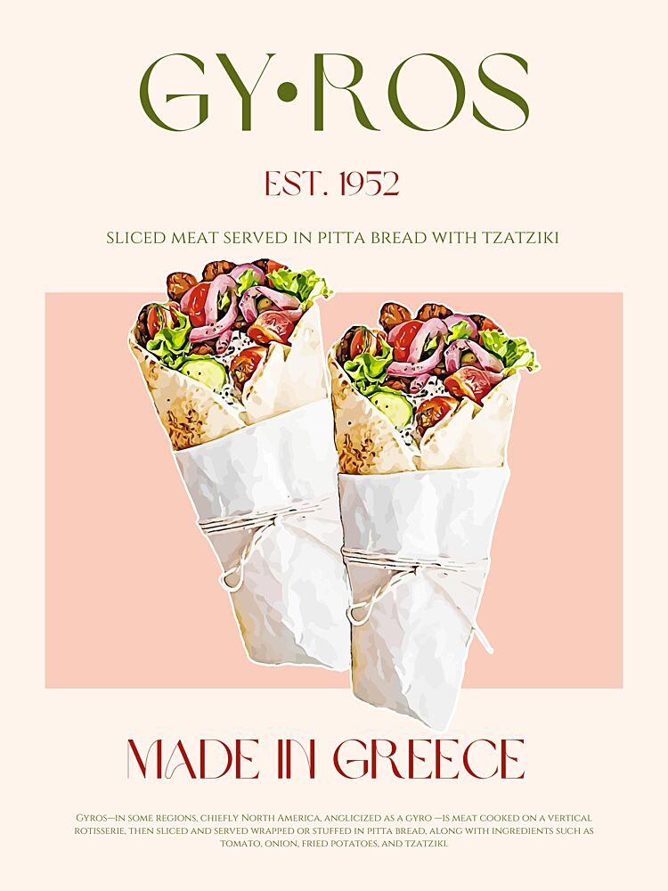 Authentic Greek Gyros art print by Nazma Khokhar for $57.95 CAD