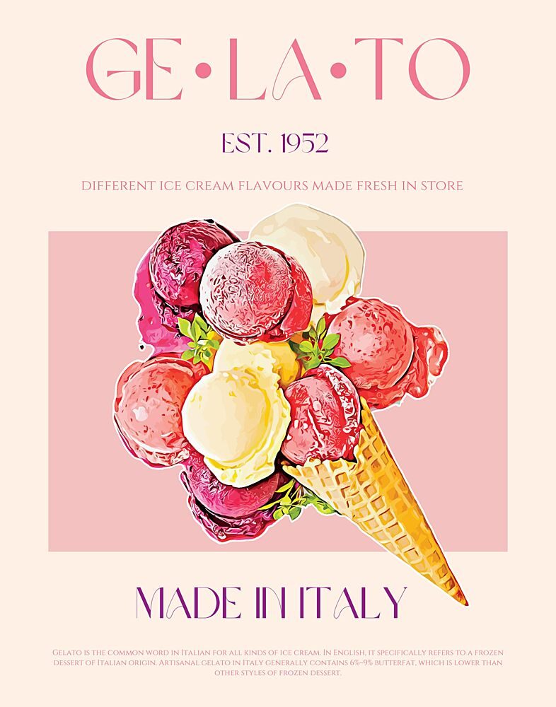 Italian Gelato Flavors art print by Nazma Khokhar for $57.95 CAD