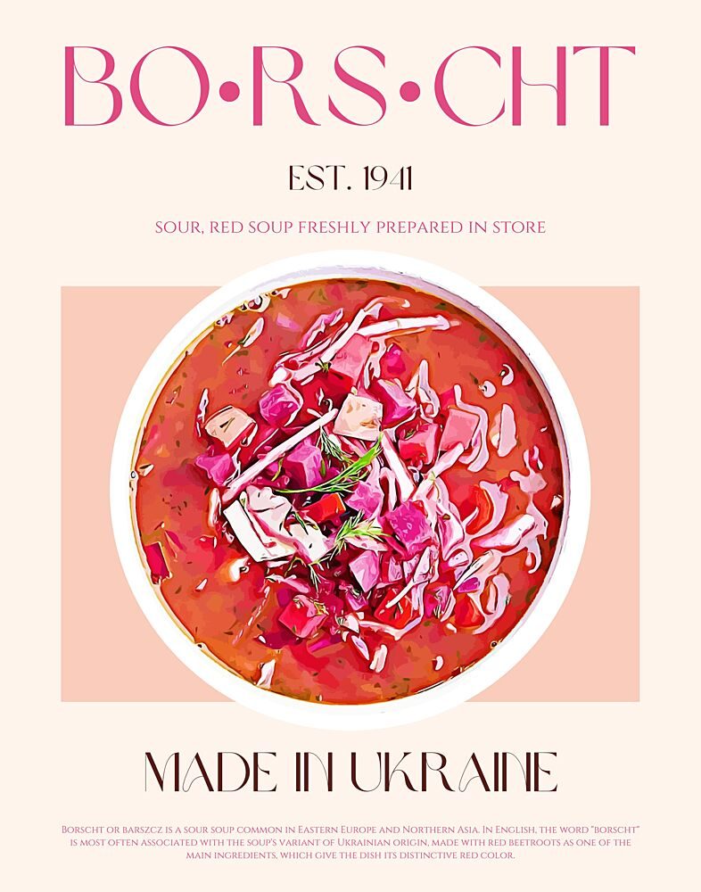 Vintage Ukrainian Borsch art print by Nazma Khokhar for $57.95 CAD