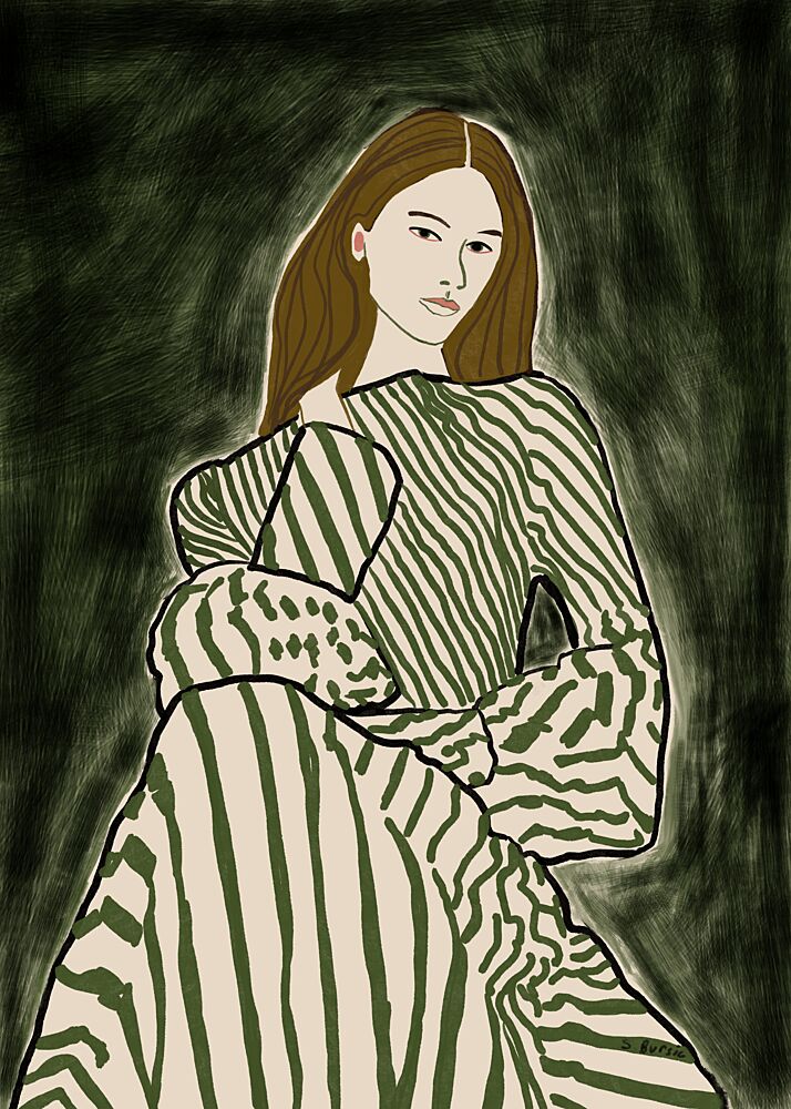 Fashionable Striped Woman art print by Sharyn Bursic for $57.95 CAD