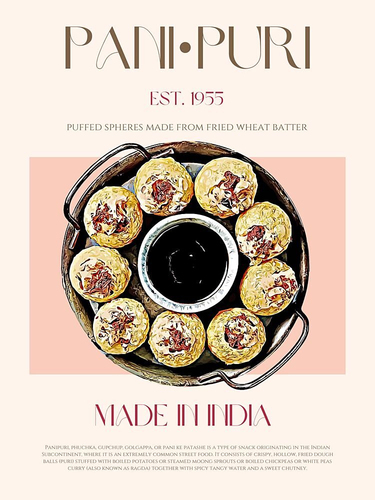 Authentic Indian Pani Puri art print by Nazma Khokhar for $57.95 CAD