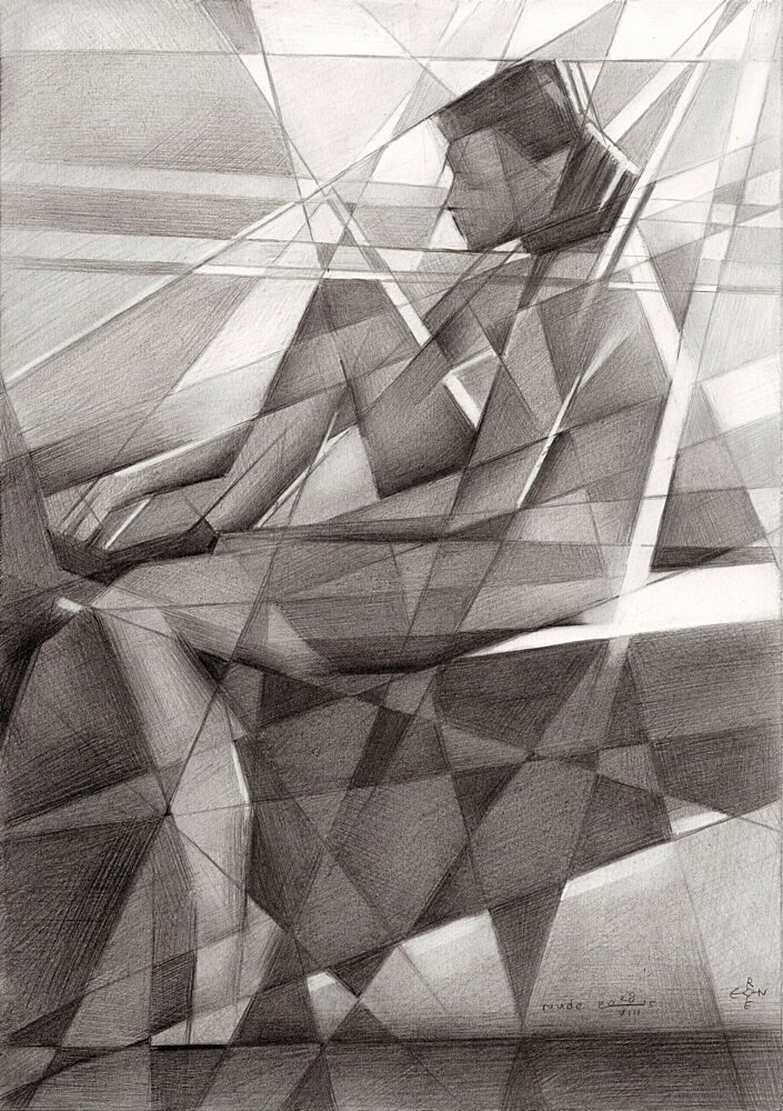 Contemplative Cubist Figure art print by Corne Akkers for $57.95 CAD