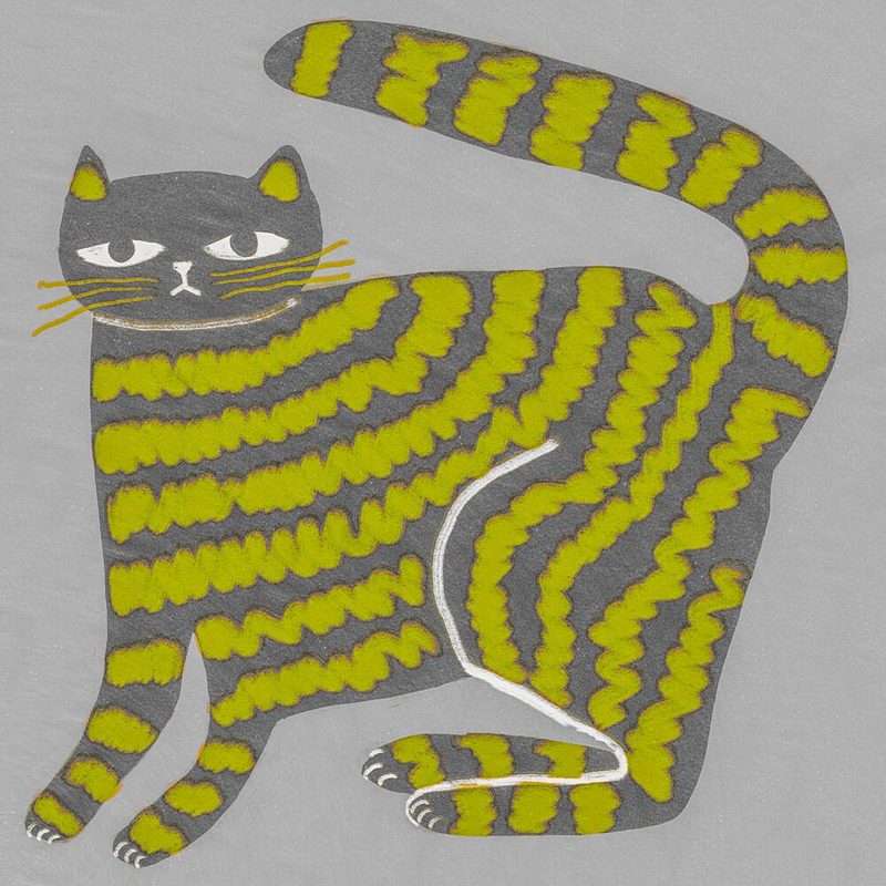 Grumpy Yellow Striped Cat art print by Sharyn Bursic for $57.95 CAD