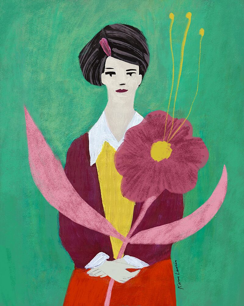 Vibrant Woman Pink Flower art print by Karin Lauria for $57.95 CAD