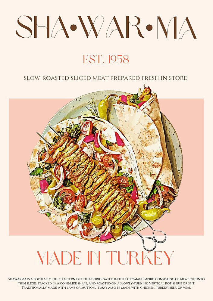 Authentic Turkish Shawarma art print by Nazma Khokhar for $57.95 CAD