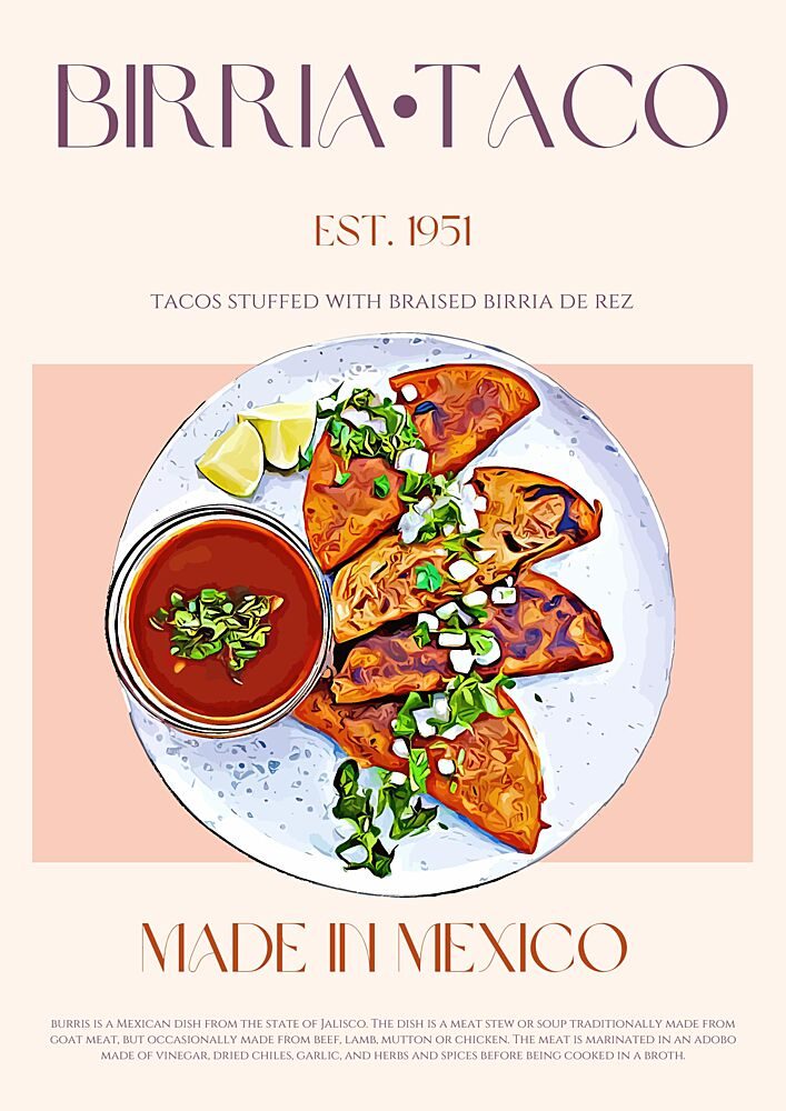 Authentic Birria Tacos art print by Nazma Khokhar for $57.95 CAD
