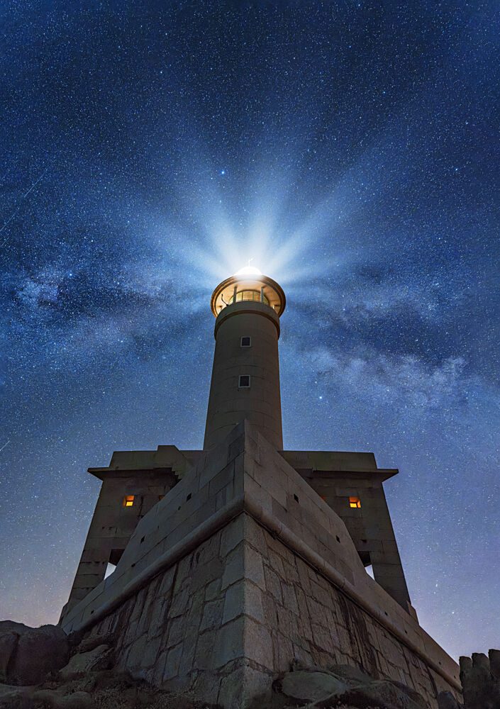 Starry Night Lighthouse art print by Alberto Vazquez for $57.95 CAD
