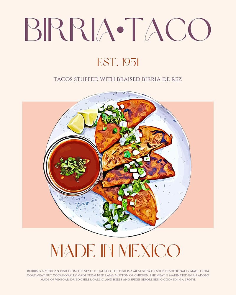 Authentic Birria Tacos art print by Nazma Khokhar for $57.95 CAD