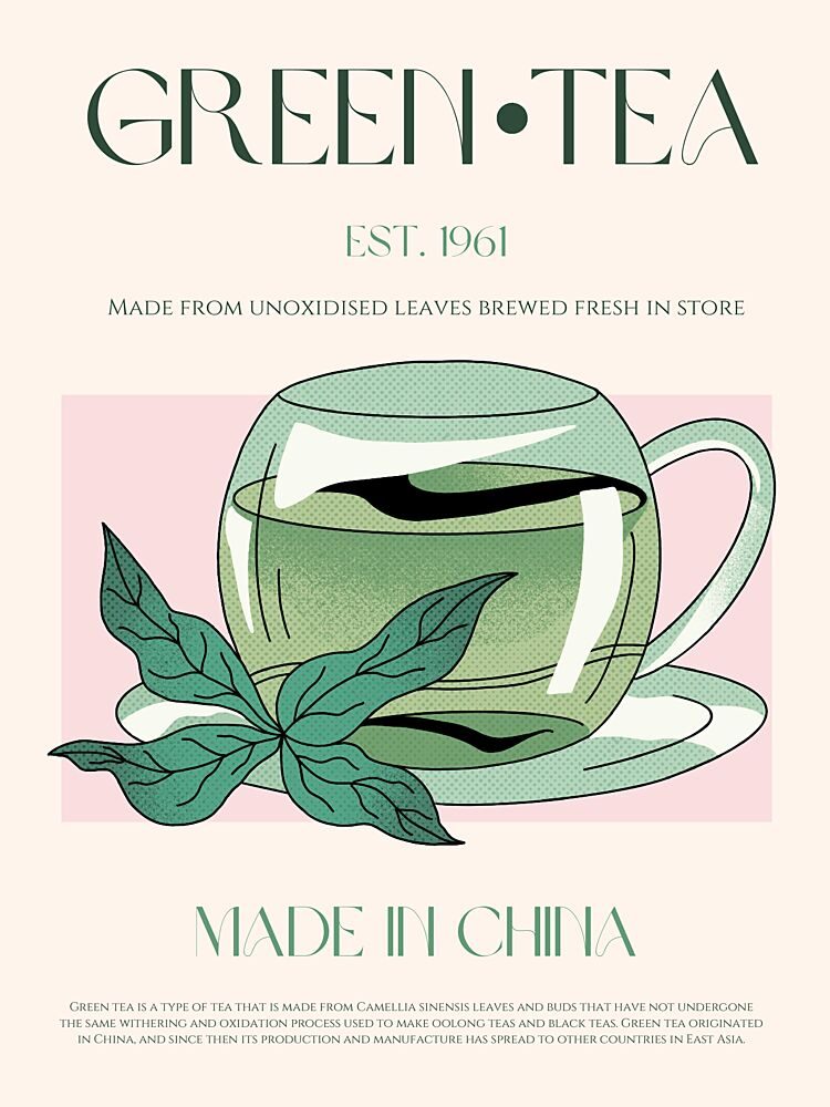 Fresh Green Tea Cup art print by Nazma Khokhar for $57.95 CAD