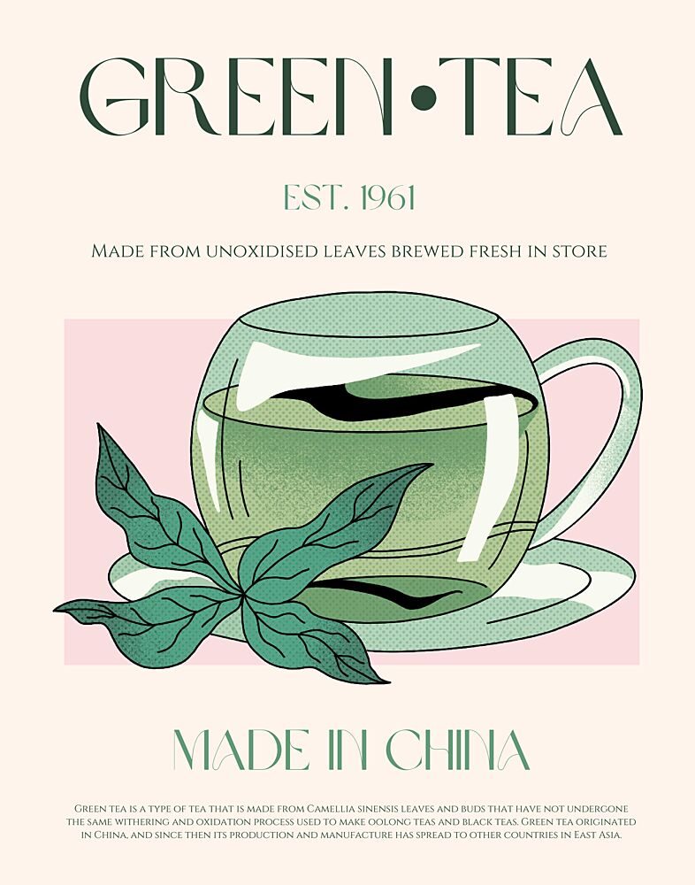 Classic Green Tea Cup art print by Nazma Khokhar for $57.95 CAD