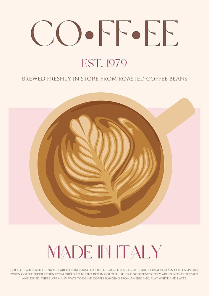 Italian Coffee art print by Nazma Khokhar for $57.95 CAD