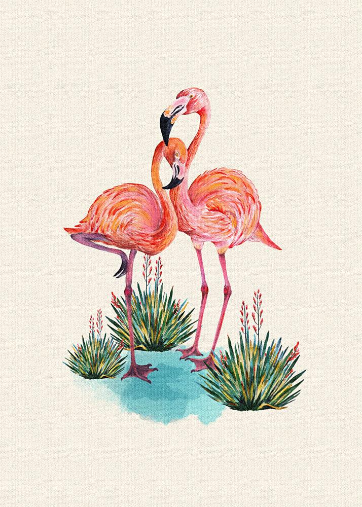 Pink Flamingo Embrace art print by Olena Kovalova for $57.95 CAD