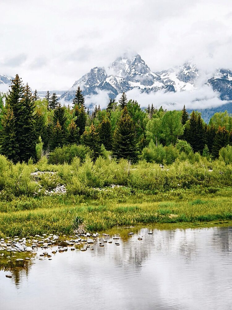 Serene Mountain Forest Lake art print by del Mundo Imagery for $57.95 CAD