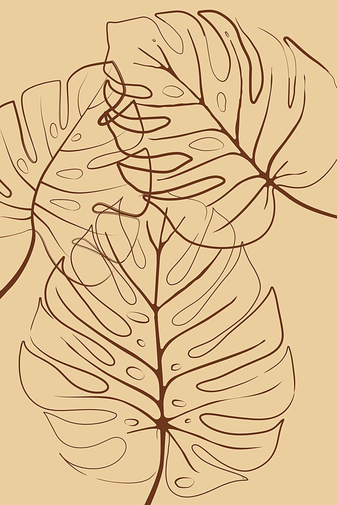 Boho Monstera Leaf Outlines art print by Martina for $57.95 CAD