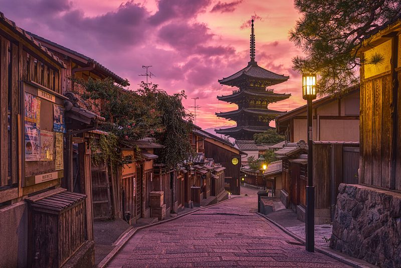 Kyoto Pagoda Sunset Glow art print by Tom Wang for $57.95 CAD