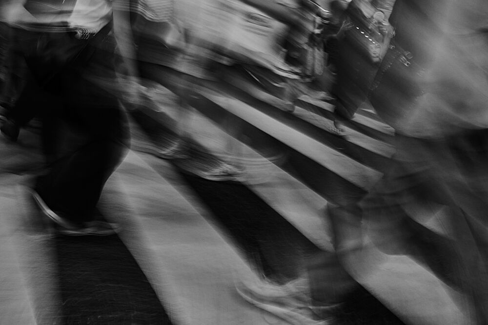 Blurred City Walkers art print by Hiroshi Shoho for $57.95 CAD