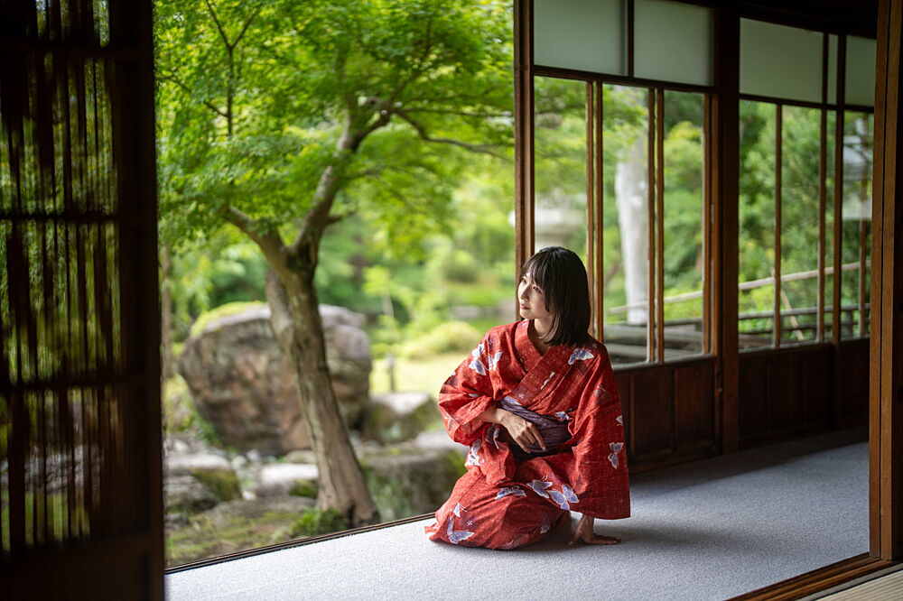 Woman in Japanese Garden art print by Mitsume Souma for $57.95 CAD