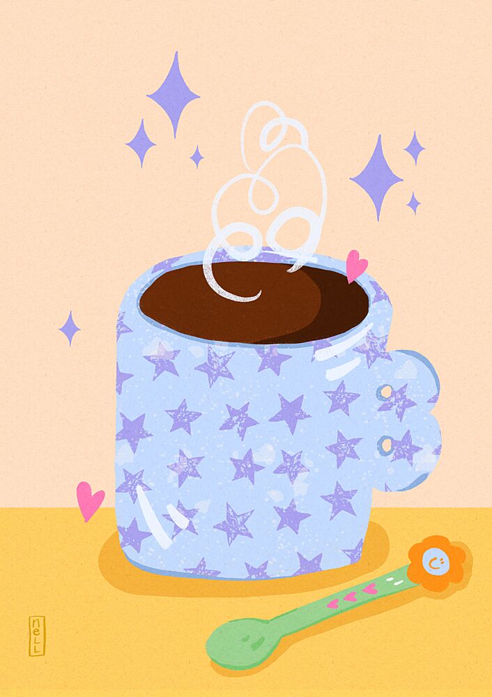 Starry Coffee Mug art print by Dirkie Nell for $57.95 CAD