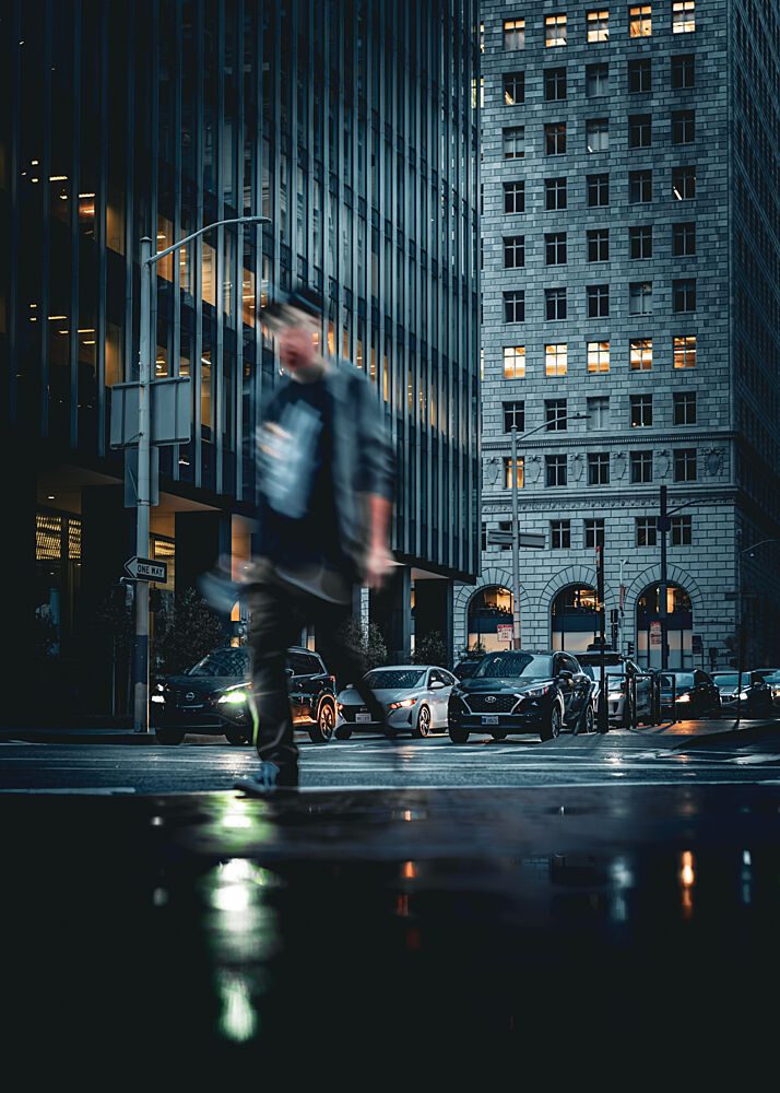 Blurred City Night Walk art print by Gustavo Galue for $57.95 CAD