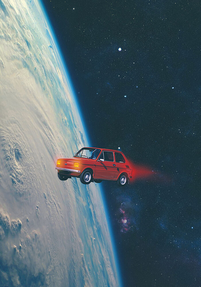 Cosmic Red Car art print by Daniel Donocik for $57.95 CAD