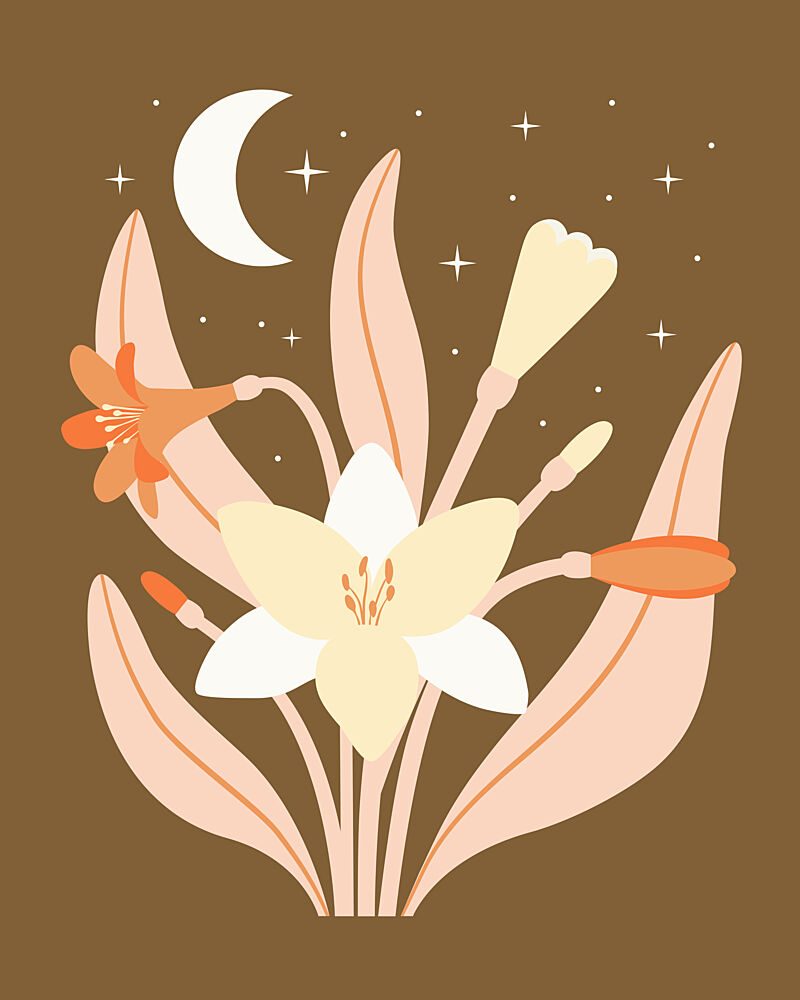 Moonlit Botanical Bloom art print by Artprink for $57.95 CAD