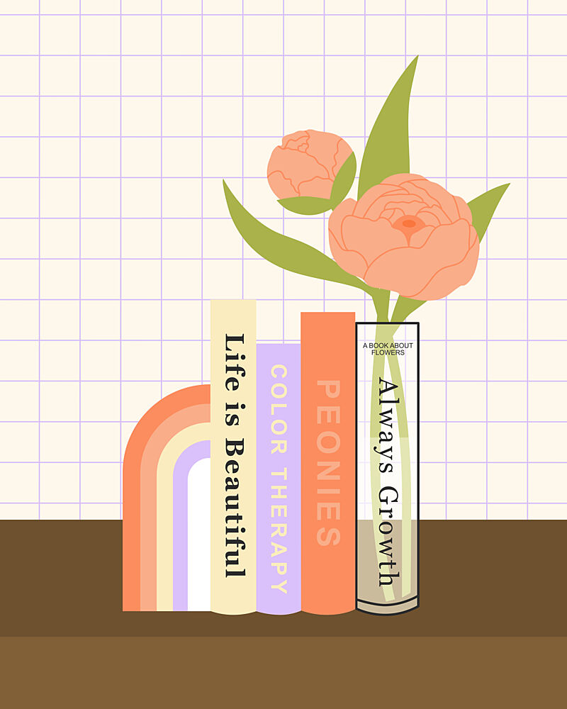 Peonies and Inspirational Books art print by Artprink for $57.95 CAD