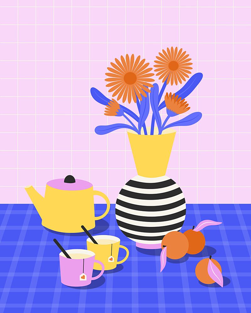Modern Floral Tea Party art print by Artprink for $57.95 CAD
