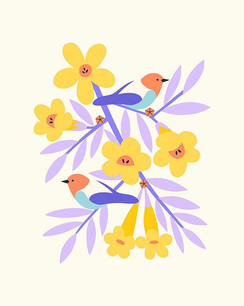 Spring Floral Birds art print by Artprink for $57.95 CAD