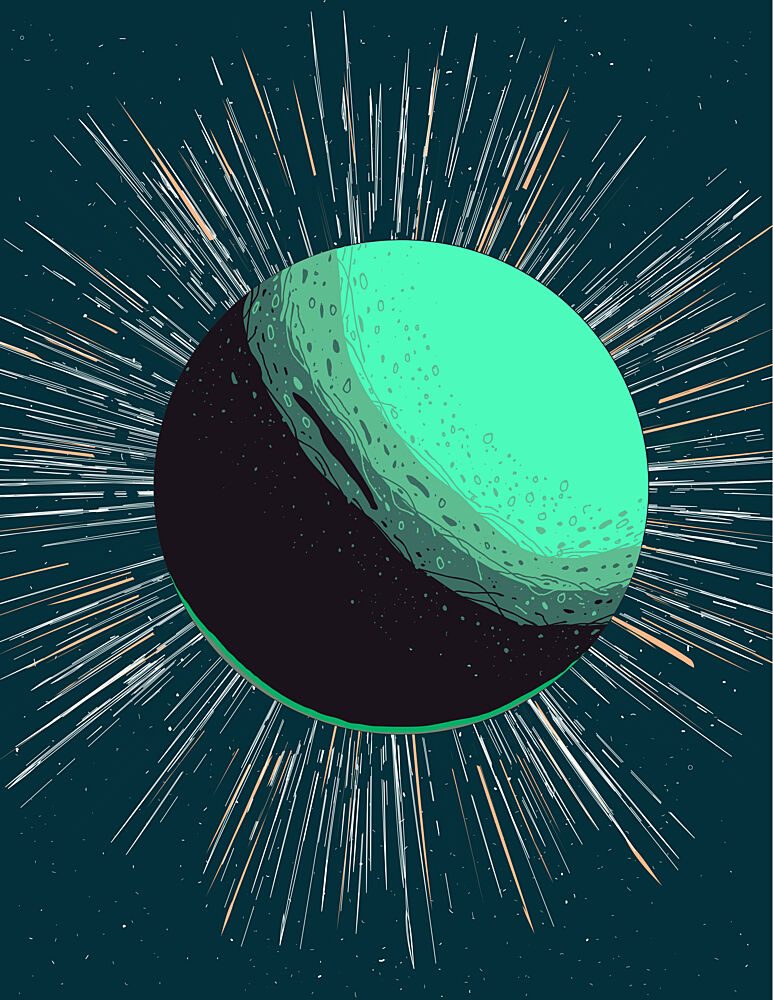 Glowing Teal Planet art print by Nicholas for $57.95 CAD