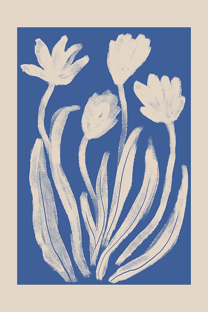 Abstract Blue Flowers art print by Melloi Art Prints for $57.95 CAD