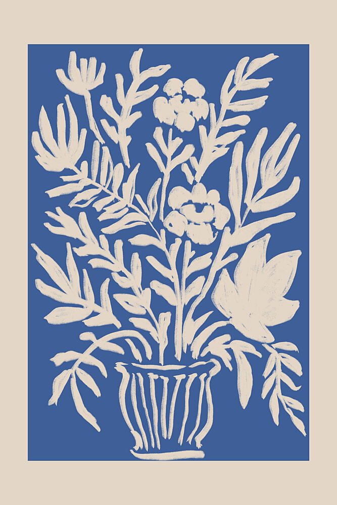 Modern Blue Floral Vase art print by Melloi Art Prints for $57.95 CAD