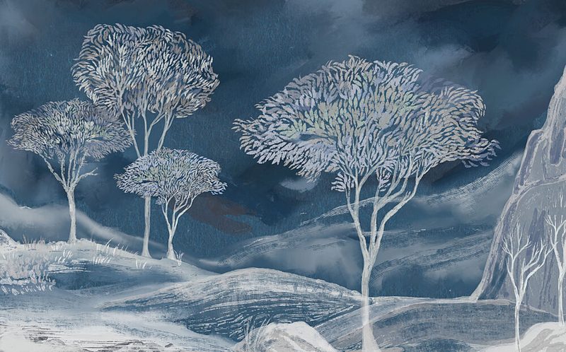 Blue Winter Trees art print by Josie George for $57.95 CAD