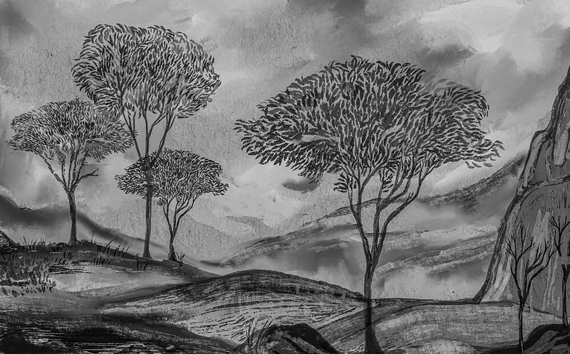 Monochrome Tree Landscape art print by Josie George for $57.95 CAD