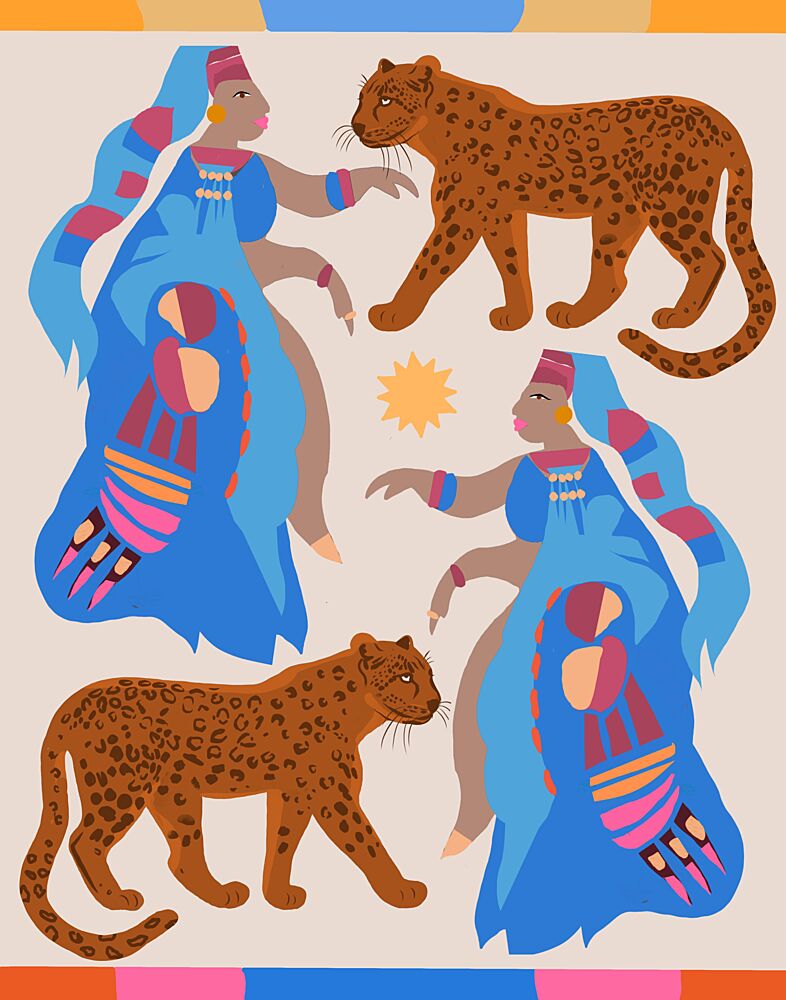 Blue Dancers and Leopards art print by Josie George for $57.95 CAD