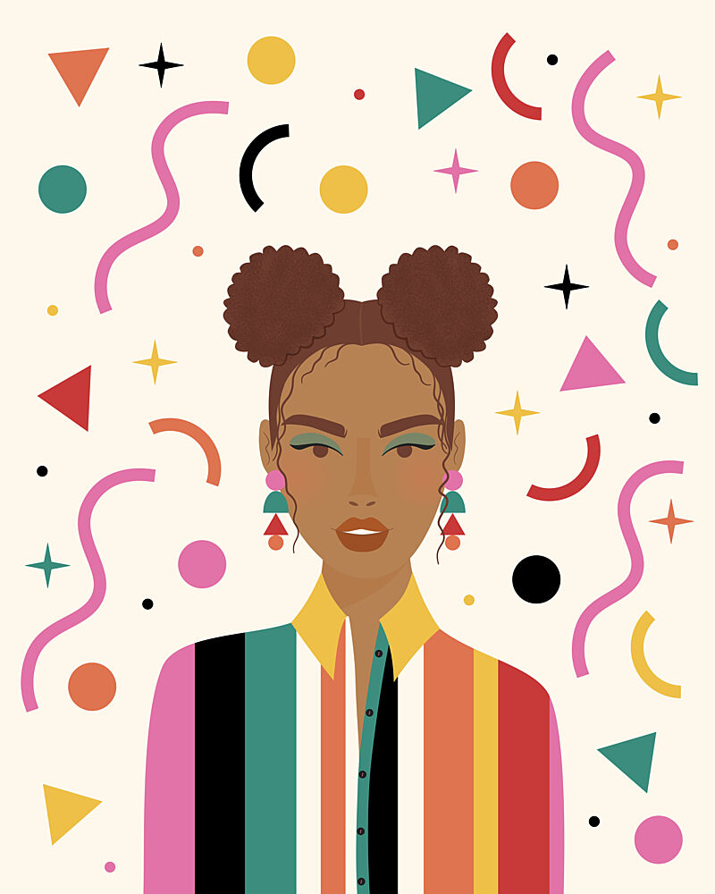 Vibrant Retro Portrait art print by Artprink for $57.95 CAD