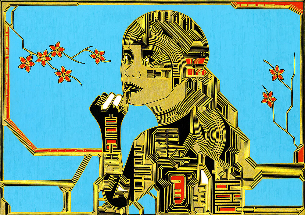 Cybernetic Blossom Woman art print by Iona Gilburt for $57.95 CAD