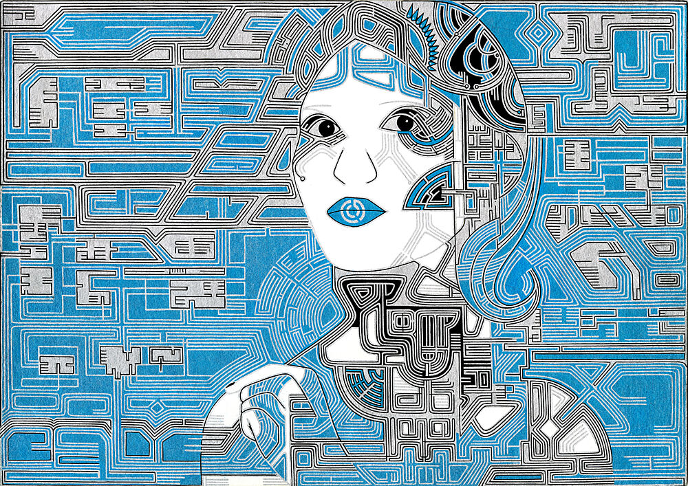 Digital Circuit Woman art print by Iona Gilburt for $57.95 CAD